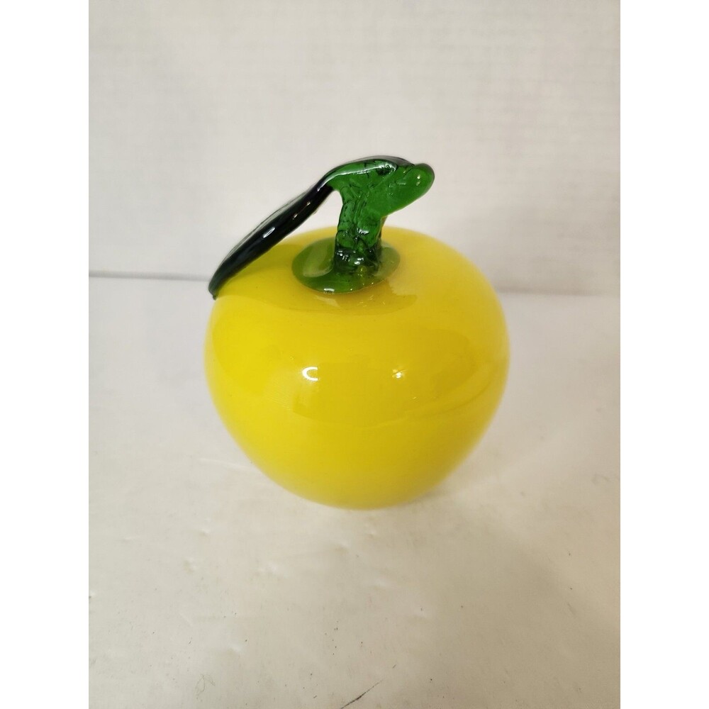 Vintage Murano Style Hand Blown Art Glass Yellow Golden Apple